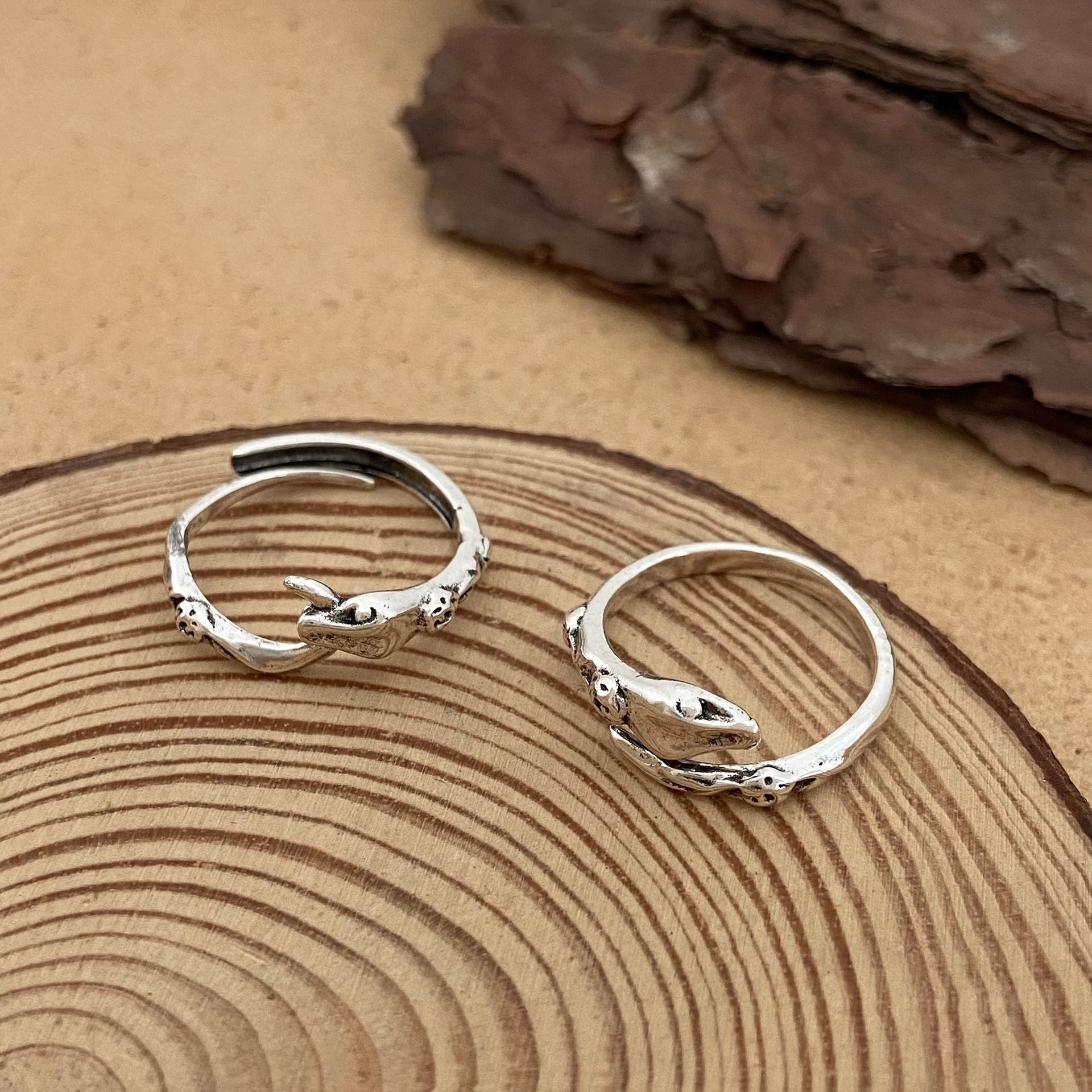 Wholesale Retro snake ring  rose couple  ring adjustable  ring