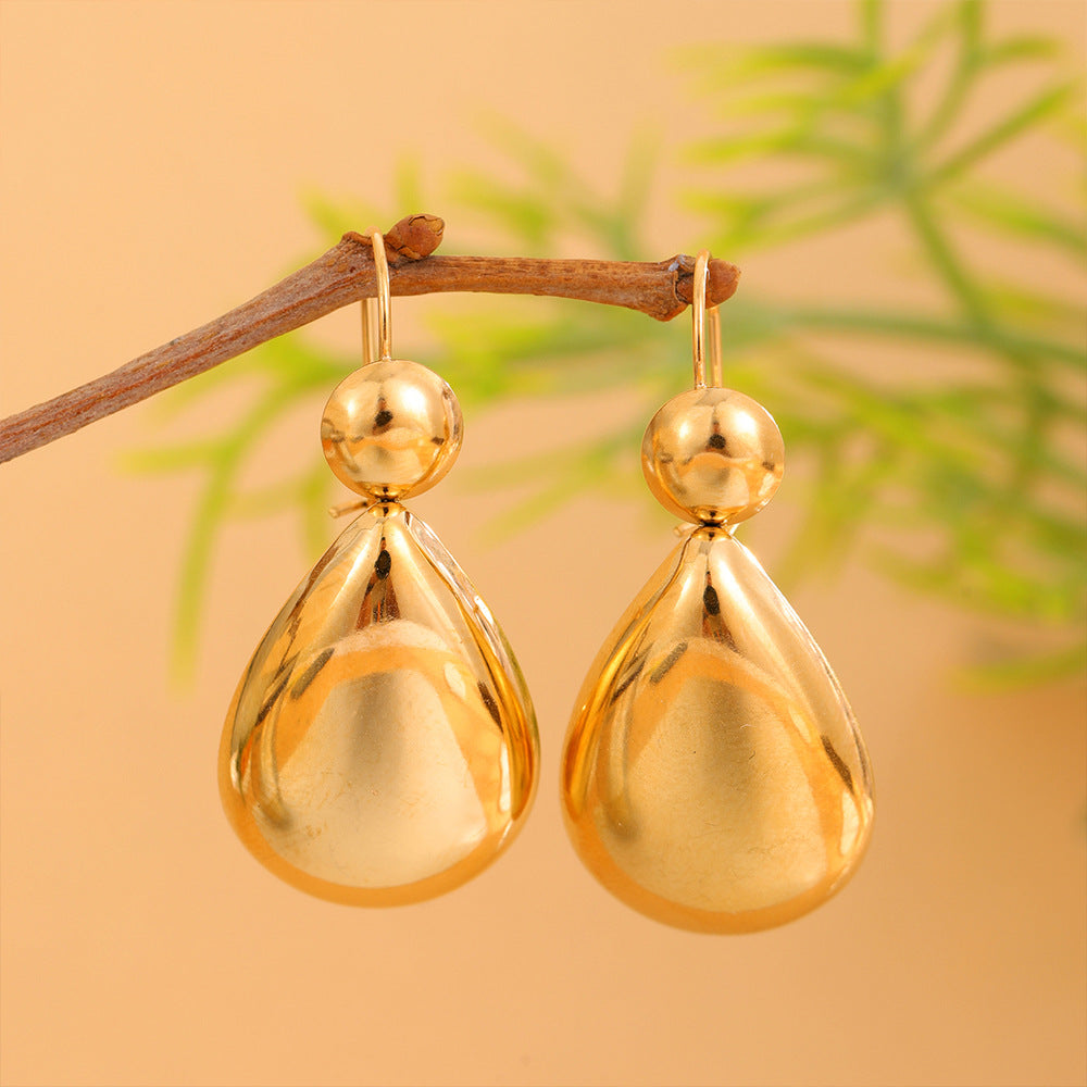 Wholesale Retro Light Luxury Water Drop Stainless Steel Earrings