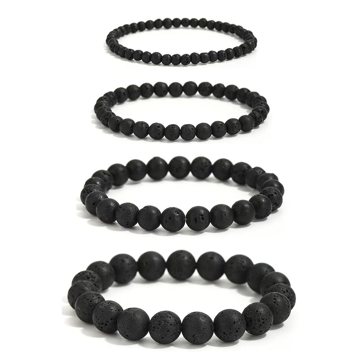 Wholesale Volcanic Stone Beaded Bracelet Retro Punk Men S Elastic Stretch Jewelry Accessory