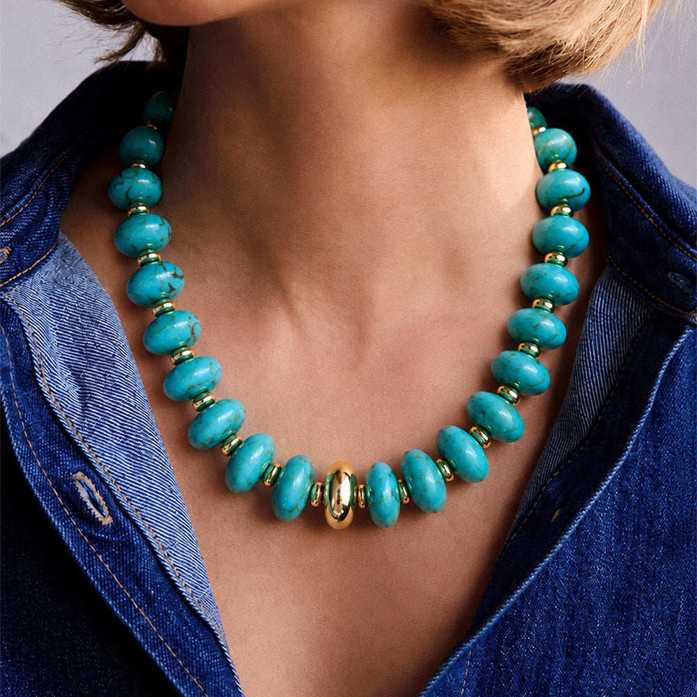 Wholesale Dopamine Color Acrylic Geometric Beaded Necklace Trendy Jewelry Gift for Women