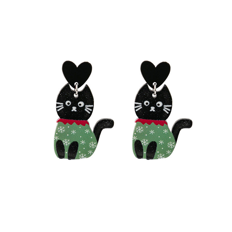 Wholesale Halloween Cat Acrylic Earrings ACC-ES-MDD033
