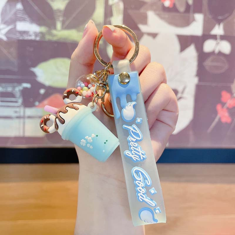 Wholesale Cute Ice Cream Keychain PVC Pendant Fashion Accessory Gift for Girlfriend Car Ornament