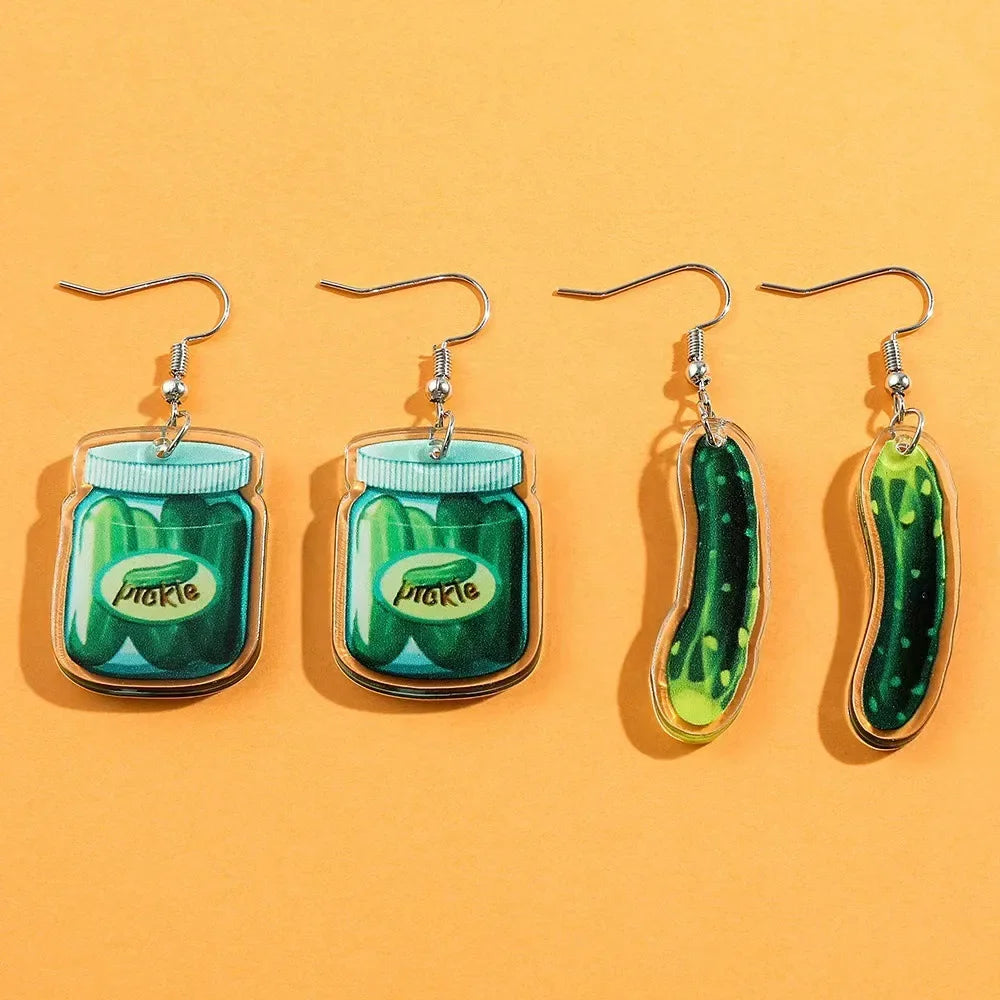 Wholesale  transparent acrylic vegetable cucumber earrings