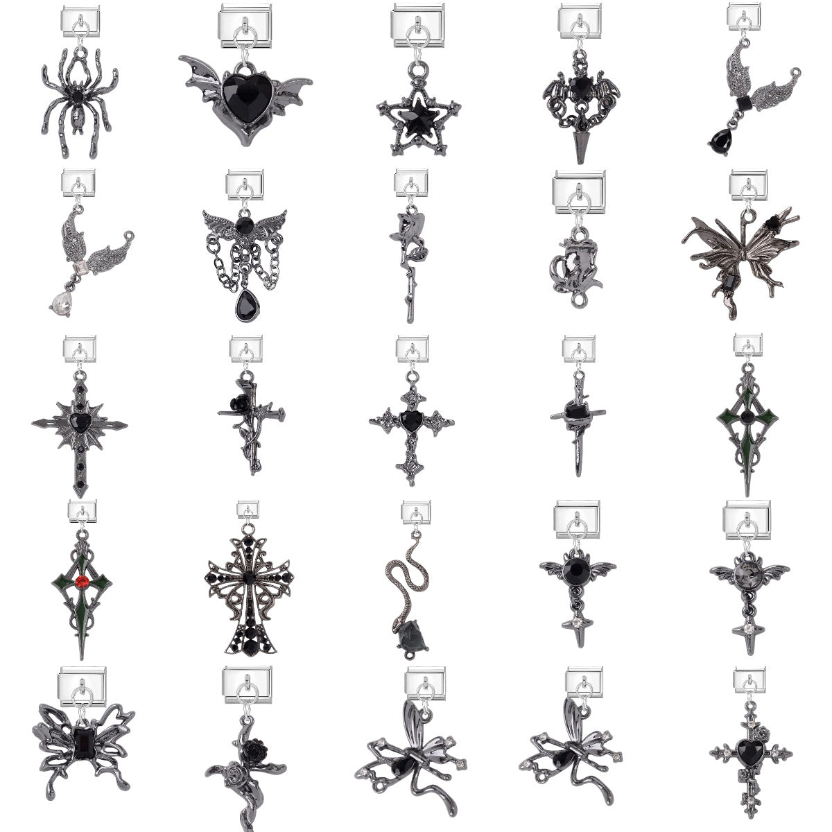 Wholesale Dark Punk DIY Bracelet Strap - Titanium Steel Black Cross Enamel,  Jewelry Accessory for Resale