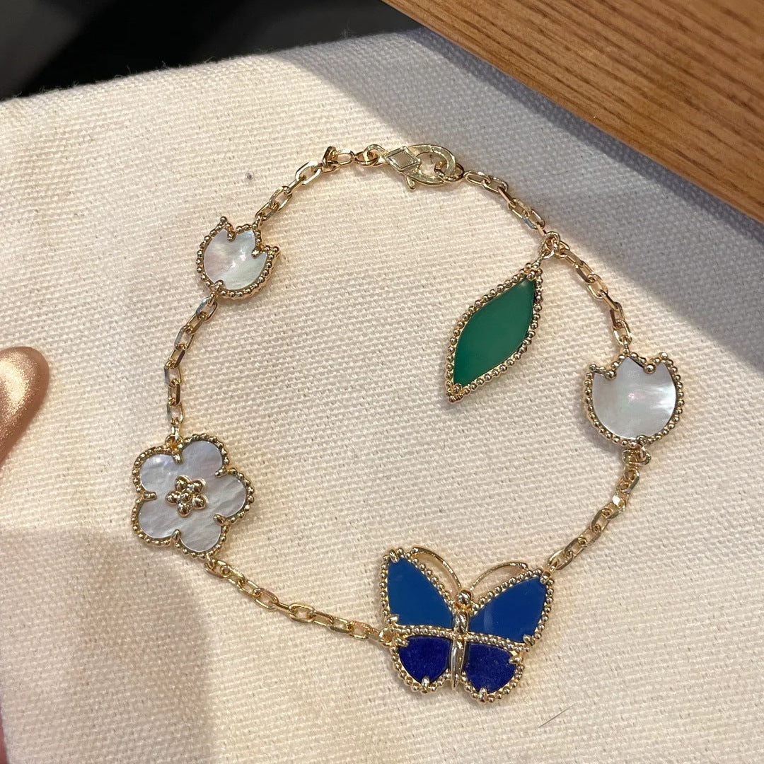 Wholesale Light Luxury Ladybug Butterfly Clover Bracelet Gold-Plated Fashion Jewelry Accessory for Women
