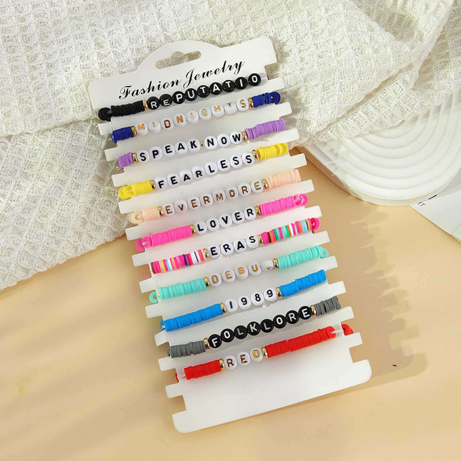 Wholesale  colorful soft pottery name bracelet suit