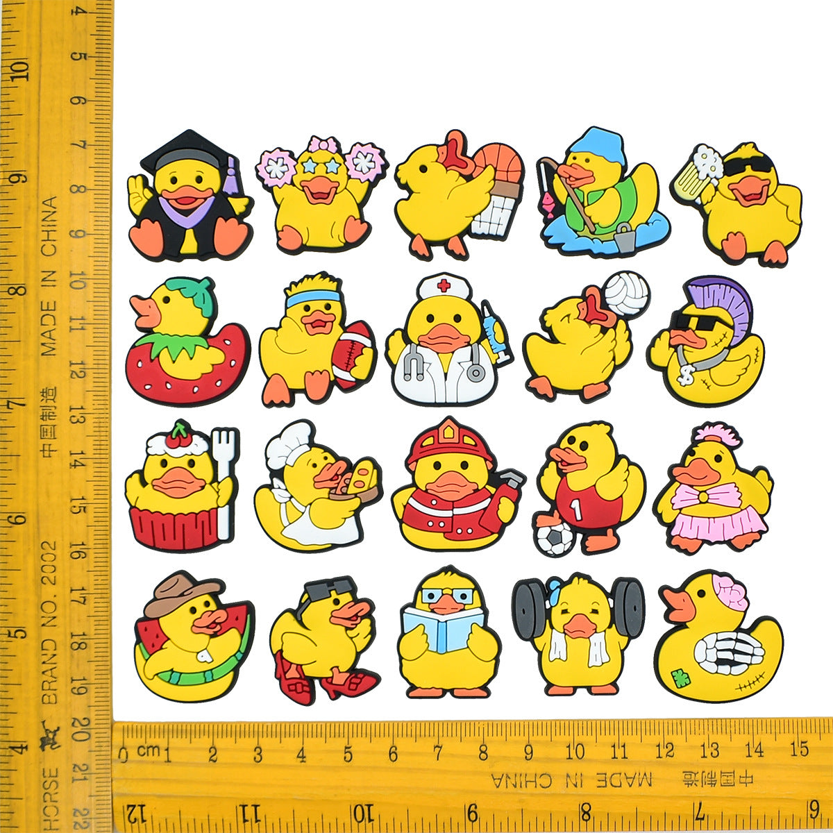 Wholesale Random 100pcs Cute Little Yellow Duck  PVC Soft Rubber Shoe Buckle Decoration