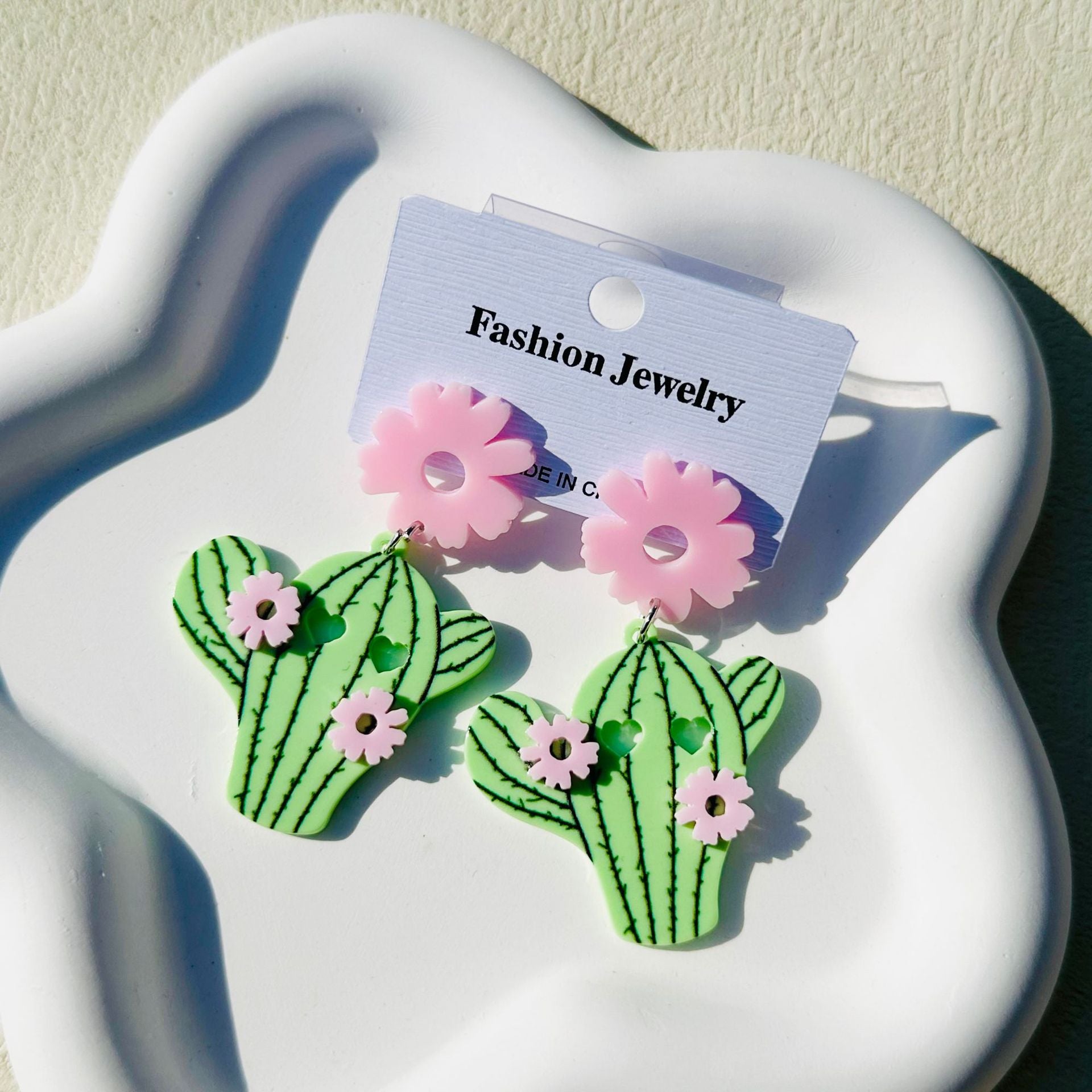 Wholesale acrylic flower cactus creative plant Cute earrings