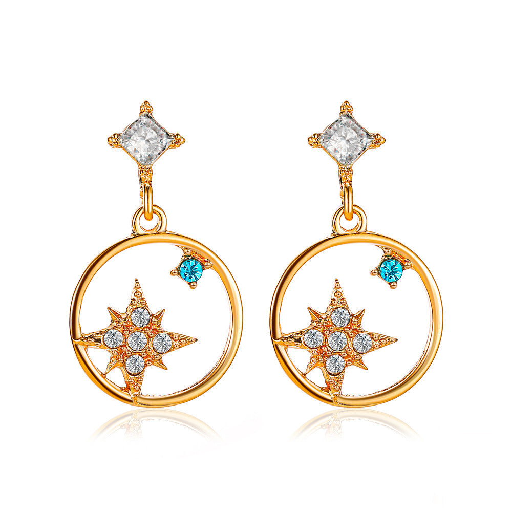 Wholesale  diamond-embedded geometric earrings