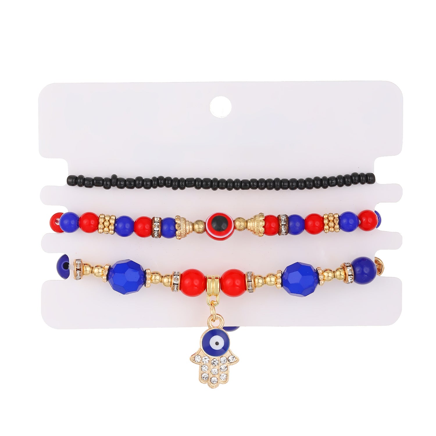 Wholesale  three-piece set anklet retro Bohemian ethnic style beaded devil eyes beach foot ornaments