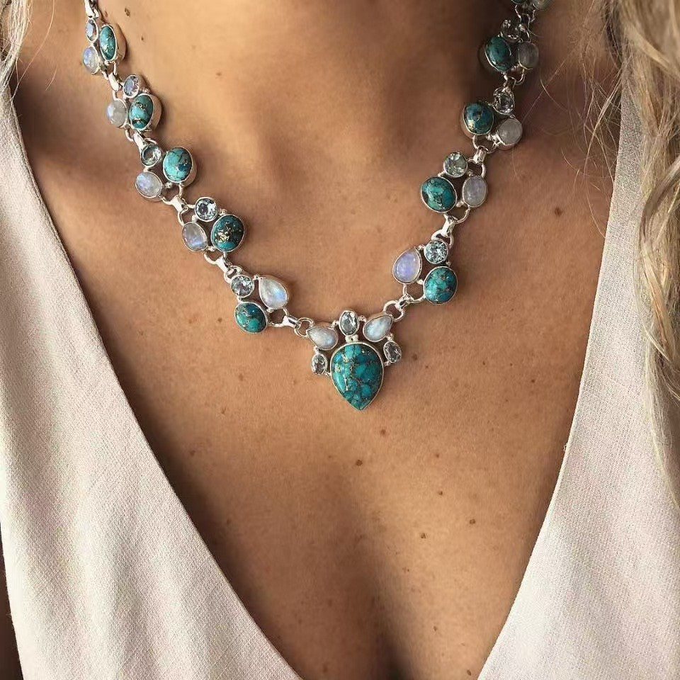 Wholesale Bohemian Style Vintage Turquoise Beaded Necklace