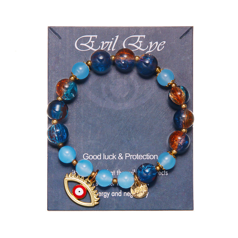 Wholesale  creative Crystal Turkish Devil's Eye beaded bracelet
