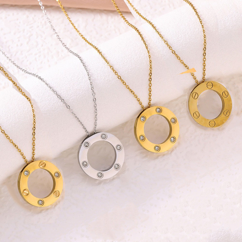 Wholesale Titanium Steel Gold Plated Starry Sky Pendant Necklace Fashion Accessory