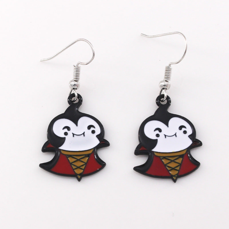 Wholesale Halloween Ghost Pumpkin Head Alloy Oil Drop Earrings ACC-ES-Liyao003