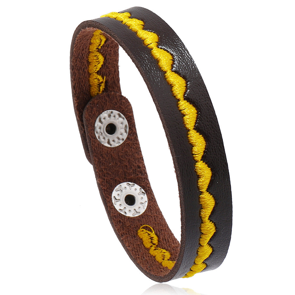 Wholesale 3PCS Leather Heart Embroidered Bracelet