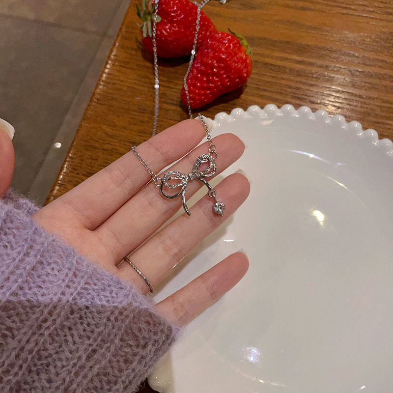 Wholesale Bow Necklace Pendant Diamond Clavicle Chain ACC-NE-Qiyou001