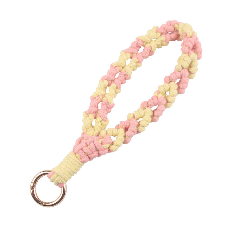 Wholesale  handmade woven leaf pattern lanyard keychain