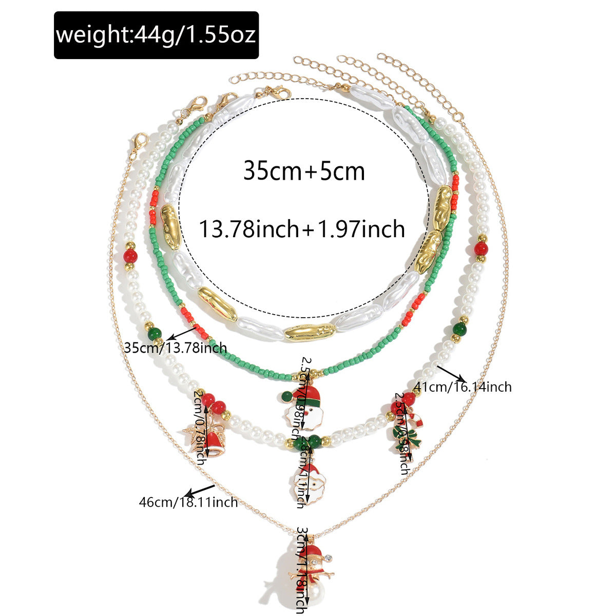 Wholesale Christmas Layering Necklace with Snowman Bell Pendant,  Zinc Alloy Jewelry Accessory for Boutique Resale