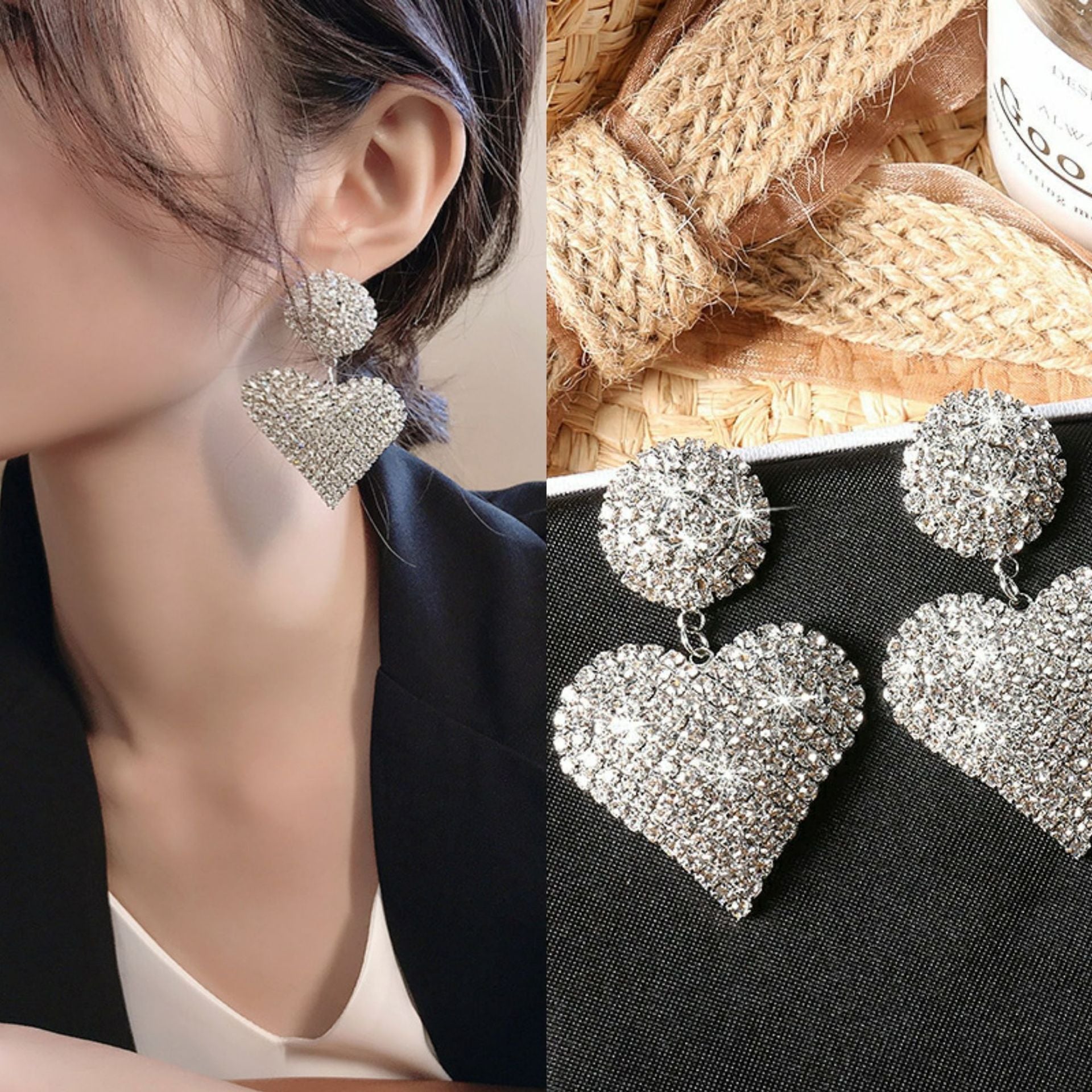 Wholesale diamond heart earrings