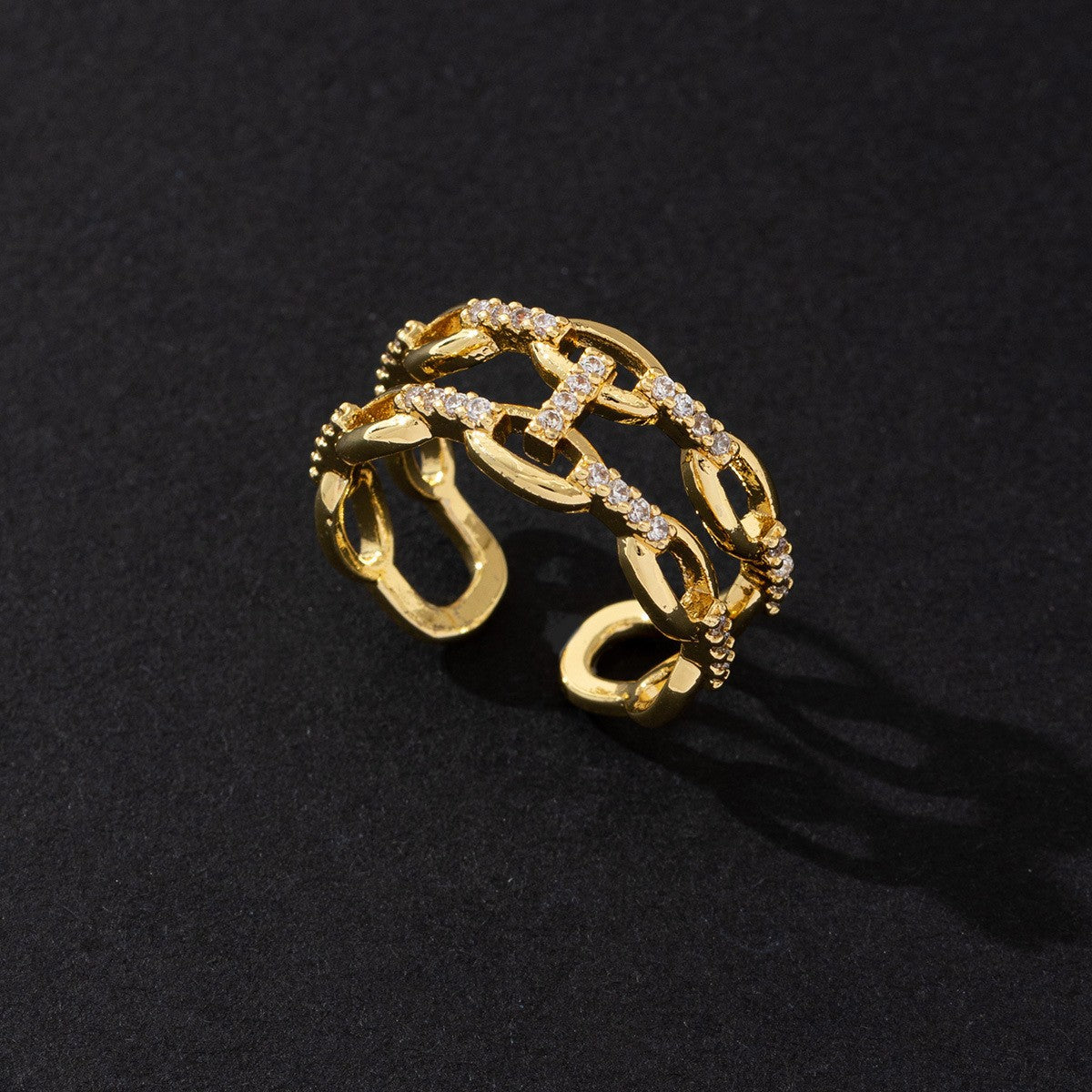 Wholesale Cold Style Vintage Cross Hollow Zircon Open Ring Chic Fashion Accessory For Everyday Wear
