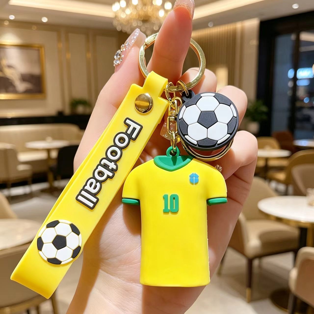 Wholesale # 10 Football Jersey Keychain - Pink PVC Decorative Car Key Accessory for Party Gifts or Resale