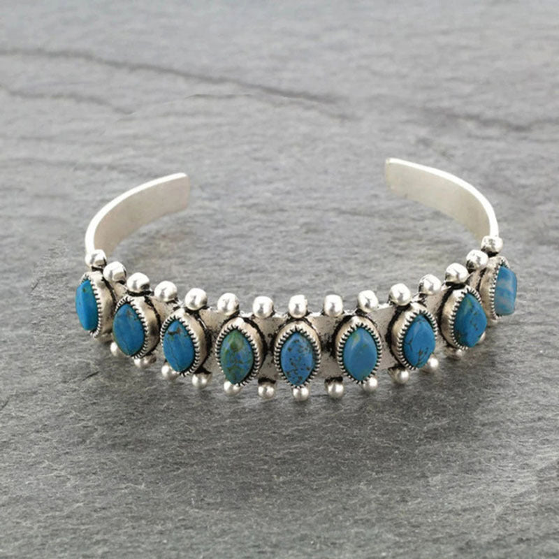 Wholesale Bohemian Turquoise Open Cuff Bracelet Retro Ethnic Style Fashion Accessory Gift