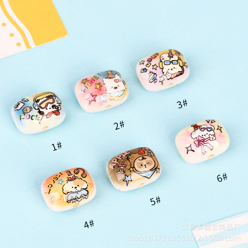 Wholesale random  10pcs Cute dog-shaped Focal Beads DIY Bead Accessories ACCVIP