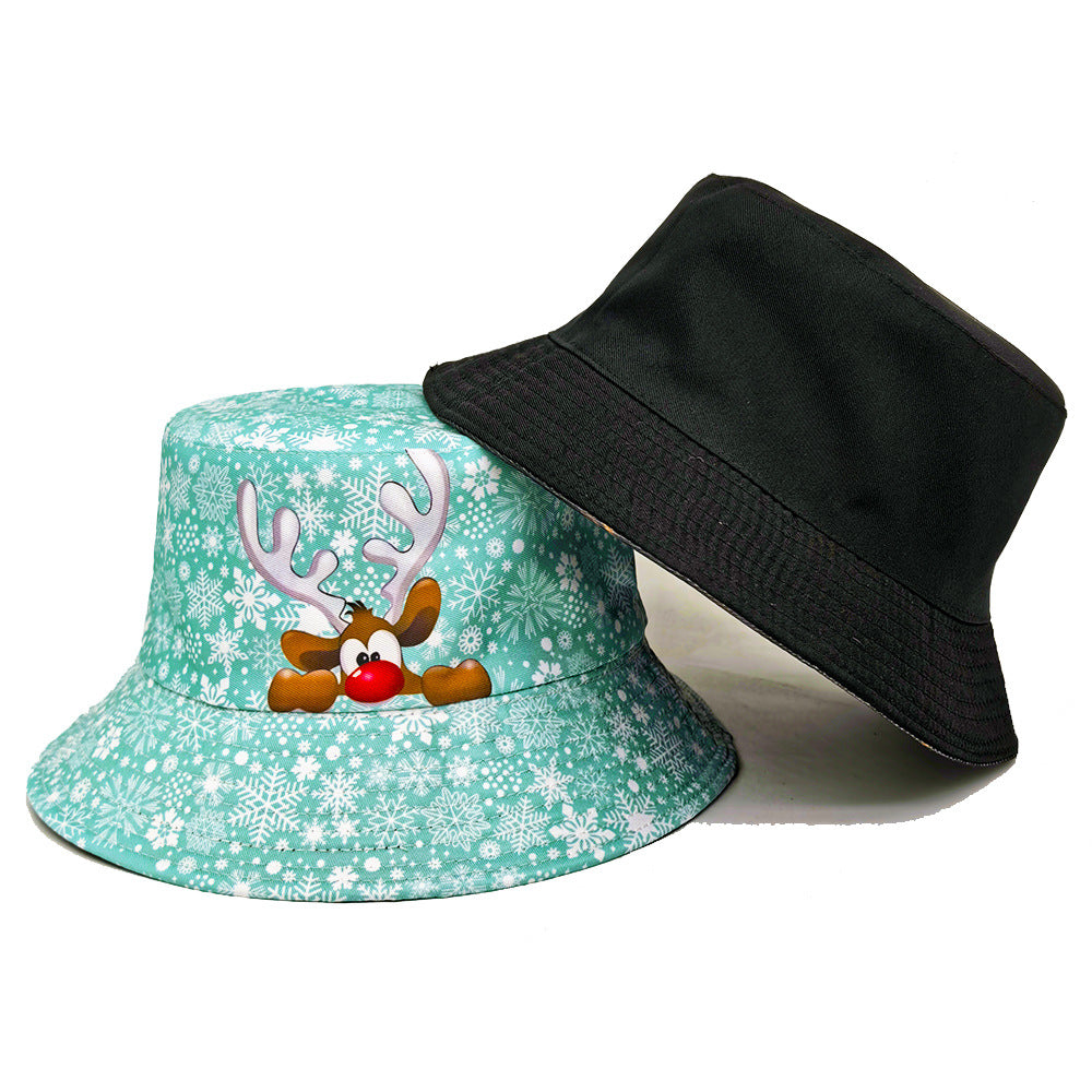 Wholesale Christmas snowflake and elk print bucket hat