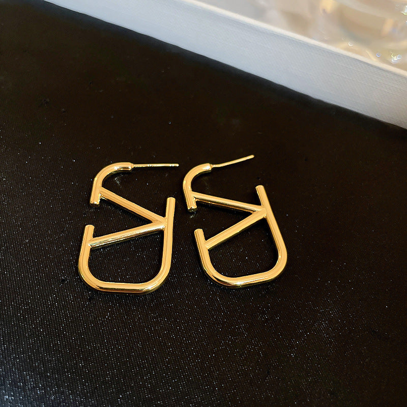Wholesale Silver Needle Letter Geometric Earrings ACCVIP-ES-KJ001