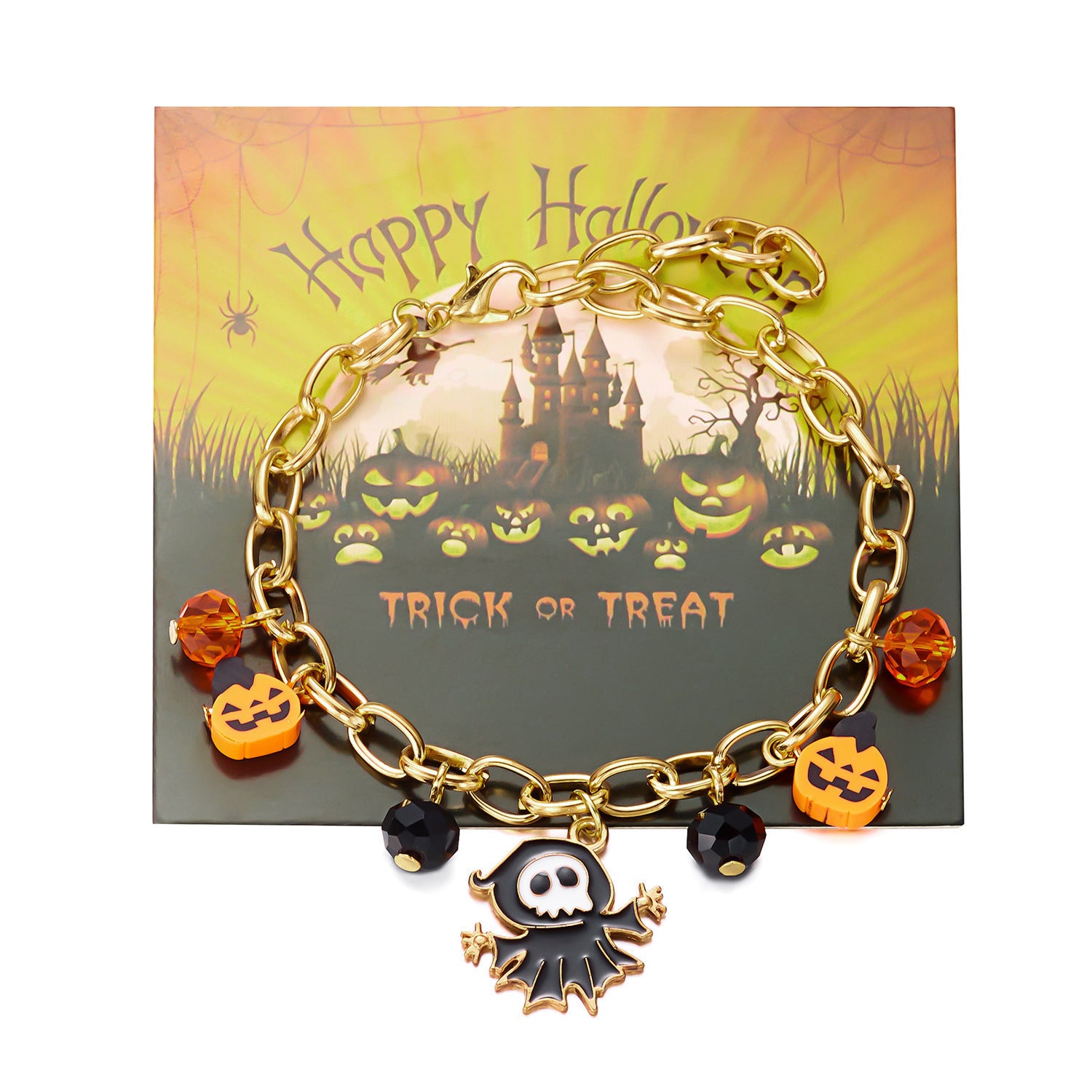 Wholesale Zinc Alloy Hand Woven  Pumpkin Pendant Bracelet,  Unisex Jewelry Accessory for Party Gift Boutique Resale