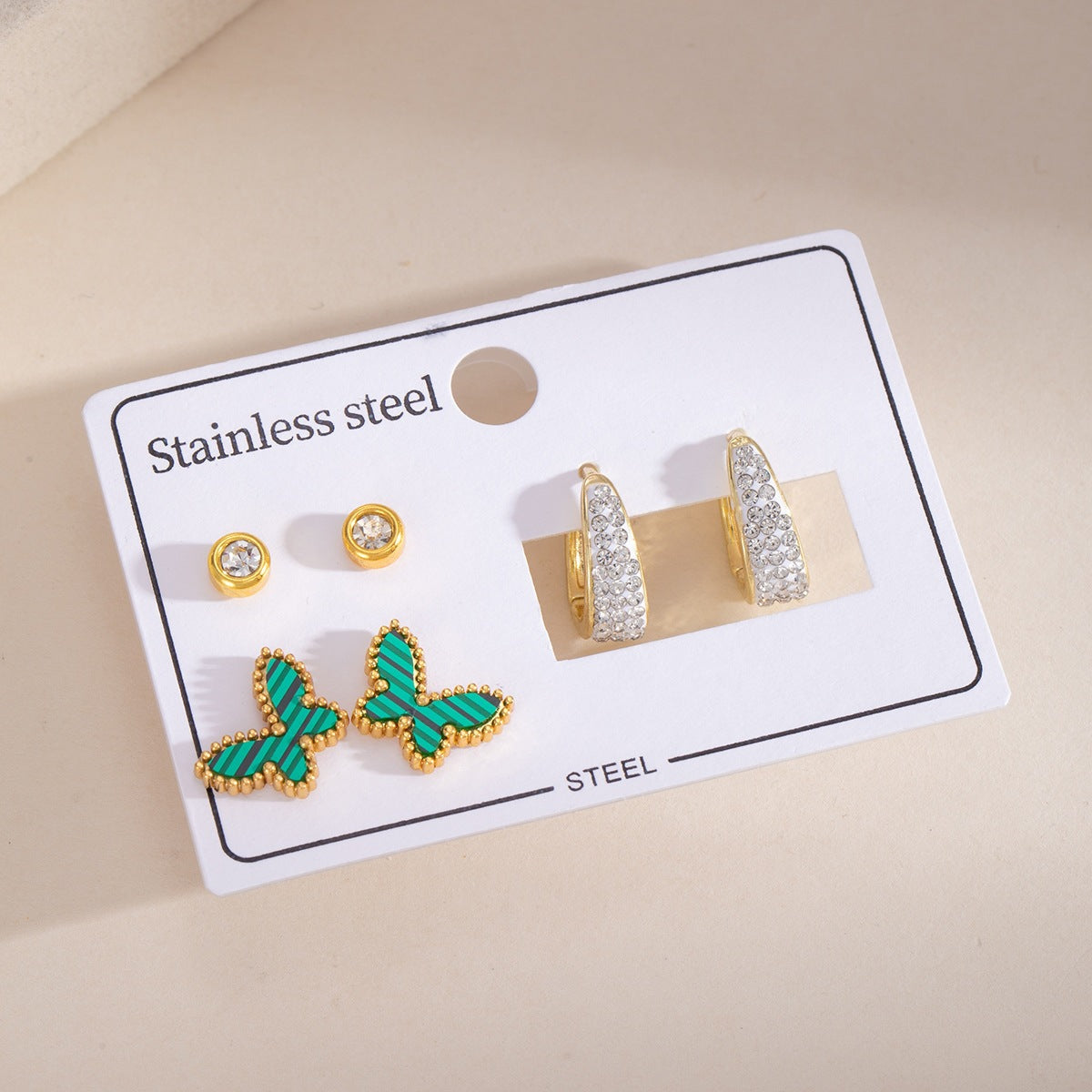 Wholesale Stainless Steel Earrings with Gold Star Rhinestone Red Circle Hoop Party Wear Fashion Accessory
