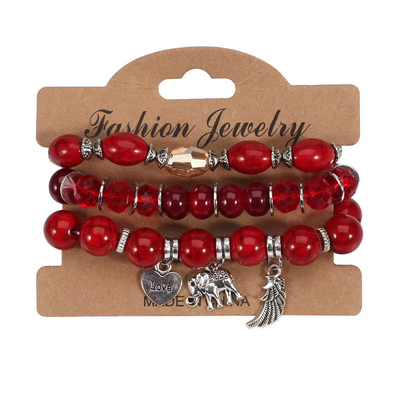 Wholesale Multi-layer Bohemian Beaded Elephant Wings Ball Bracelet ACC-BT-FengLi003