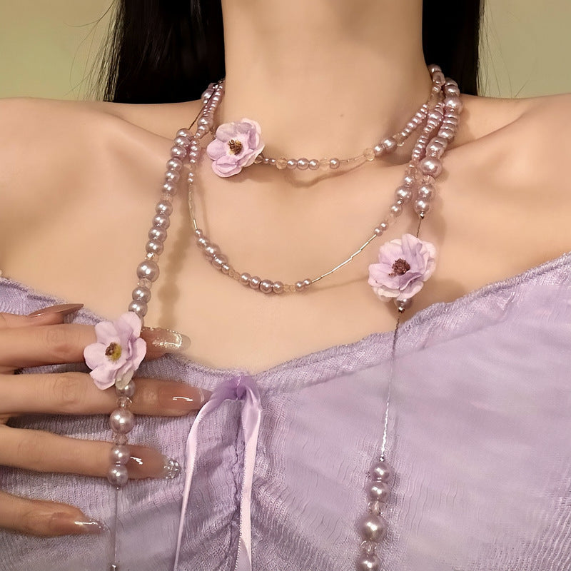 Wholesale Colorful Bead Flower Necklace Summer Vacation Layering Jewelry Fashion Accessory Gift For Women