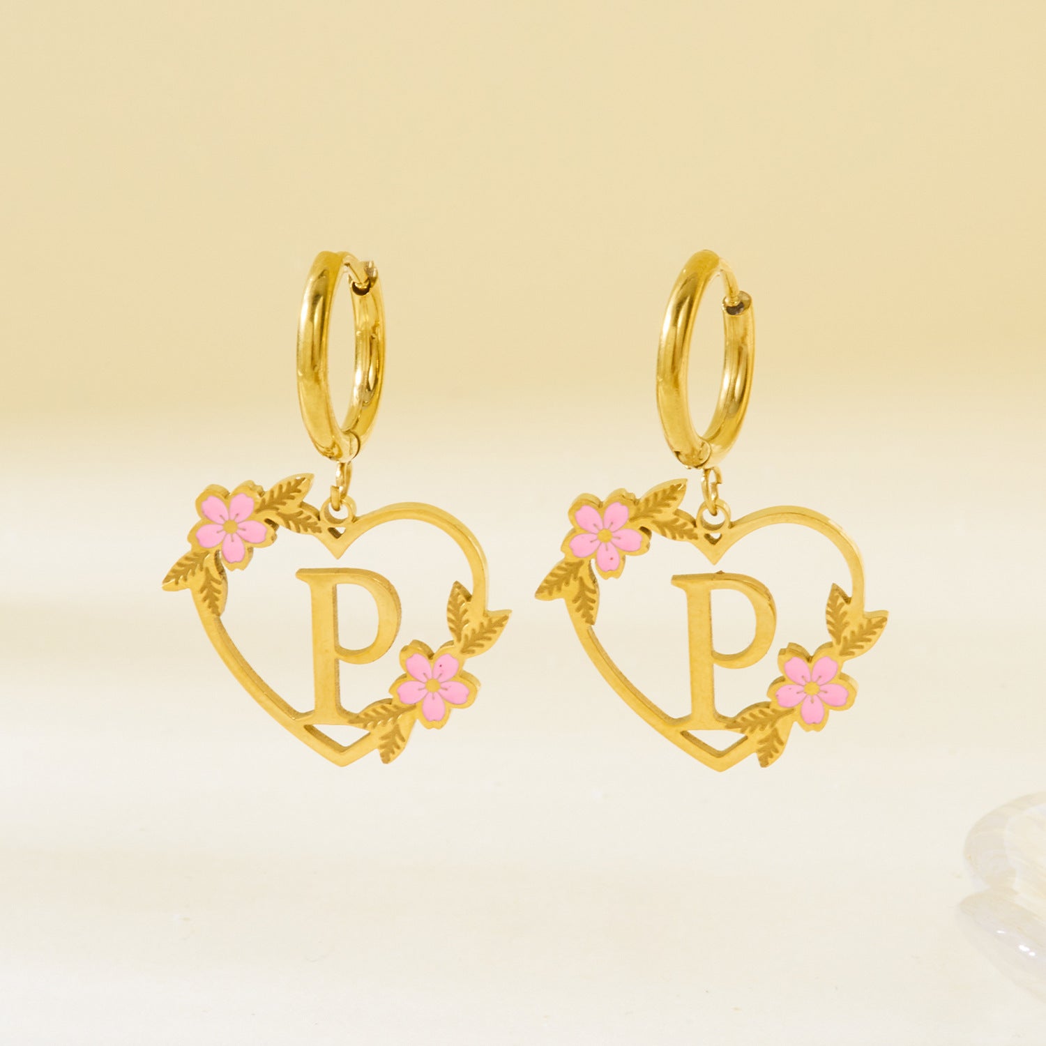 Wholesale  Stainless Steel Heart Letter Earrings