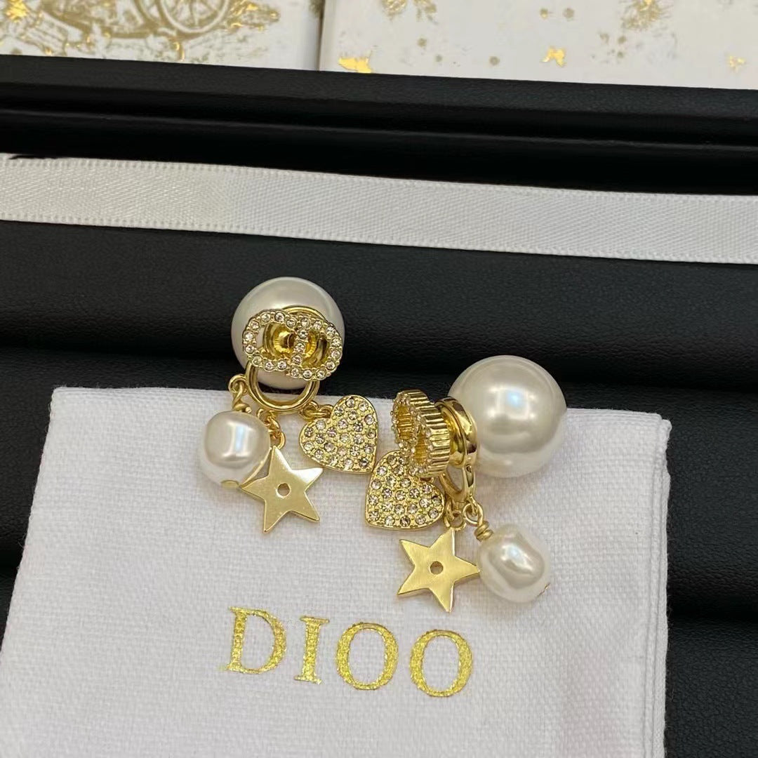 Wholesale Man-made pearl and diamond letter heart earrings ACCVIP
