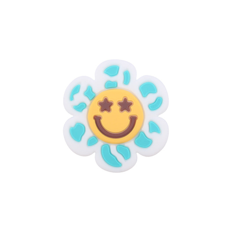 Wholesale 10pcs Cartoon Smiling Face Flower Silicone Beads ACC-BDS-GuangTian011