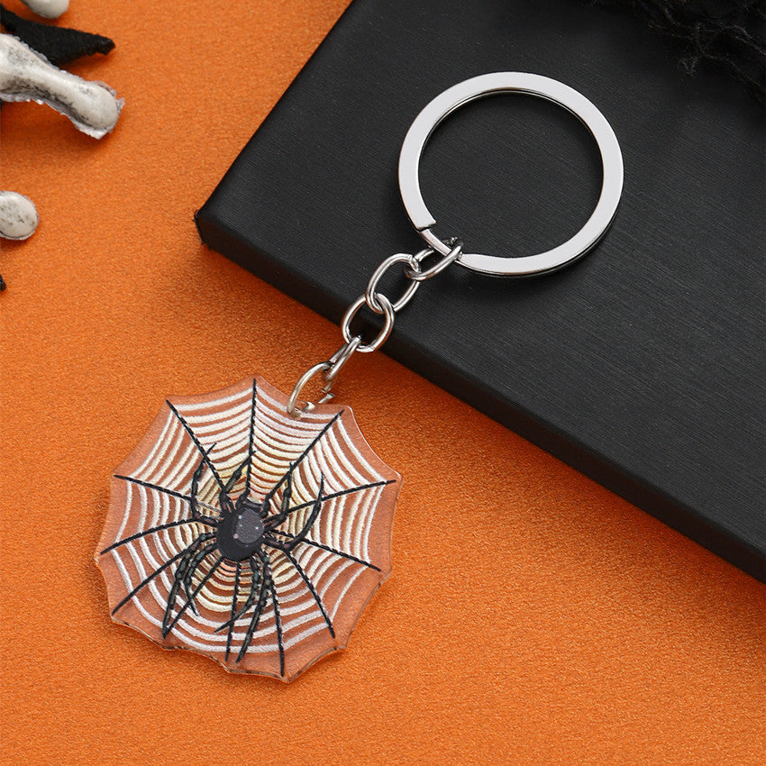 Wholesale Halloween Acrylic Skull Spider Keychains ACC-KC-RongR077