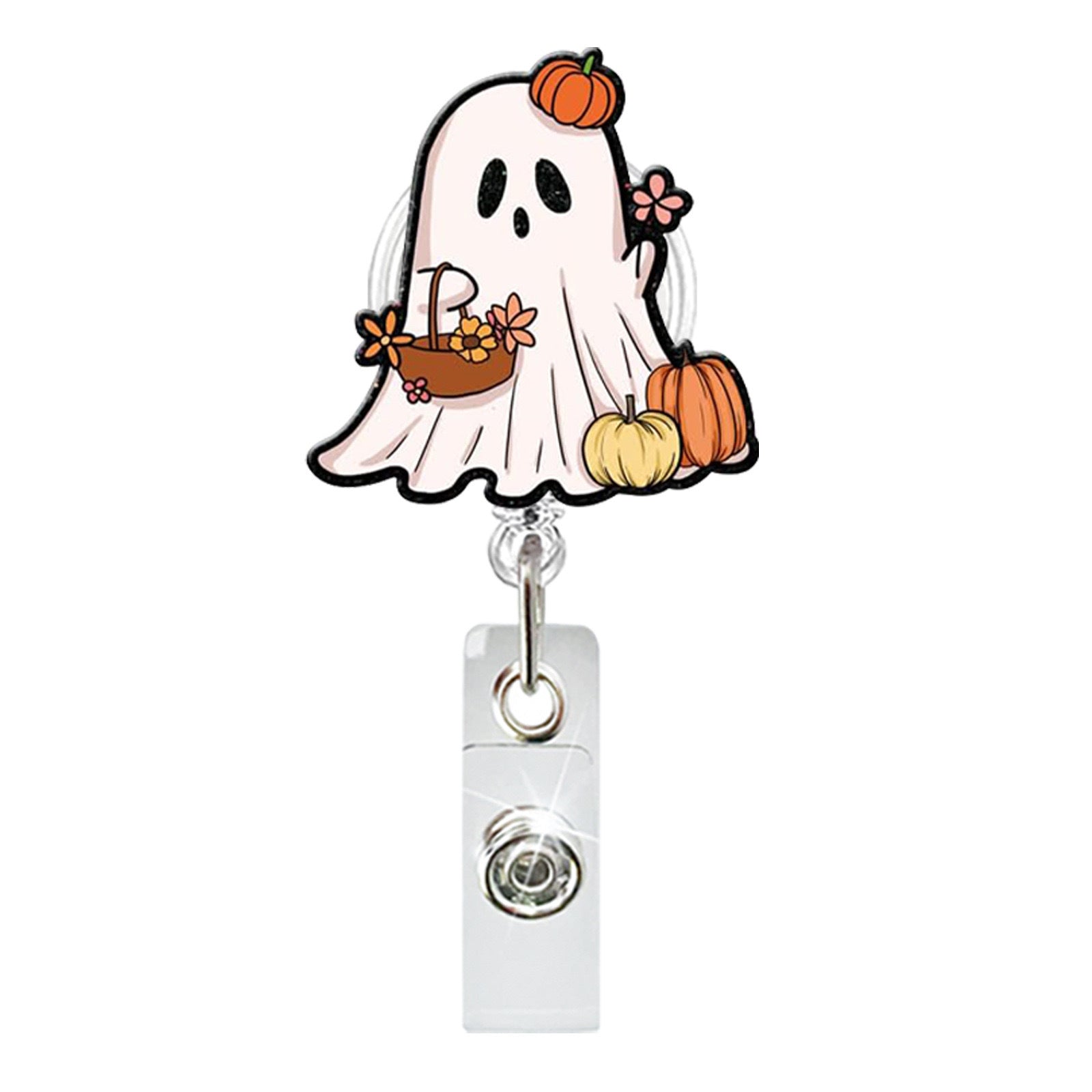 Wholesale Halloween Ghost Series Acrylic Retractable Rotating Badge Keychain