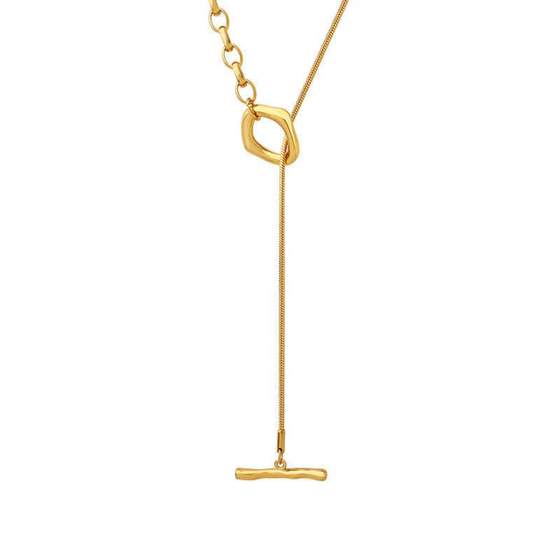 Wholesale Titanium Steel Plated 18K Gold OT Buckle Adjustable Chain Necklace Trendy Fashion Jewelry for Women