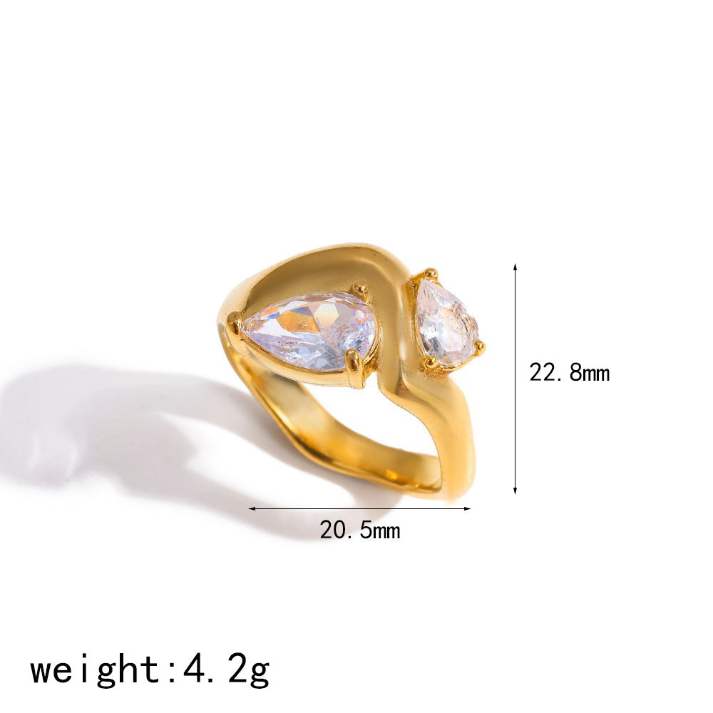 Wholesale Trendy Stackable Zircon Star Ring In Stainless Steel Fashion Jewelry Accessory Gift For Everyday Wear