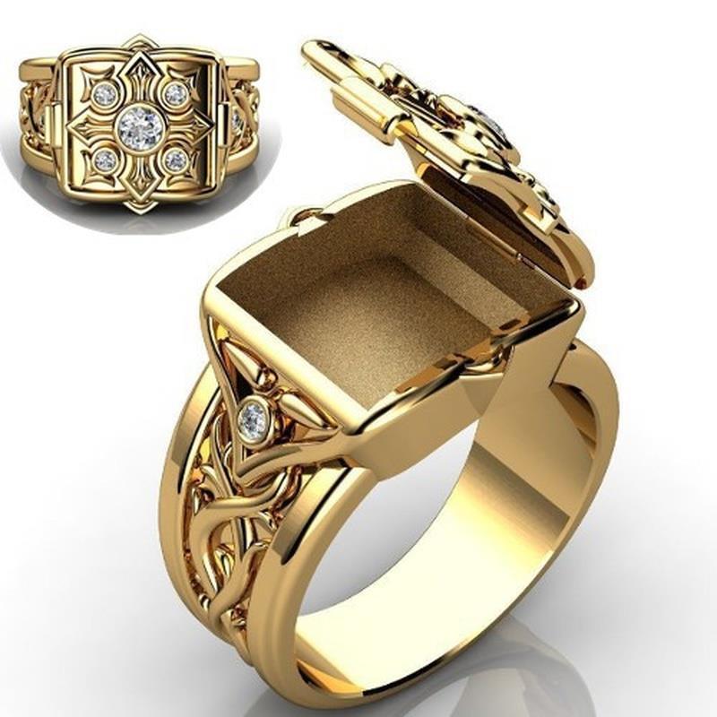 Wholesale Gold Cross Pattern Openable Alloy Ring for Women Fashion Accessory