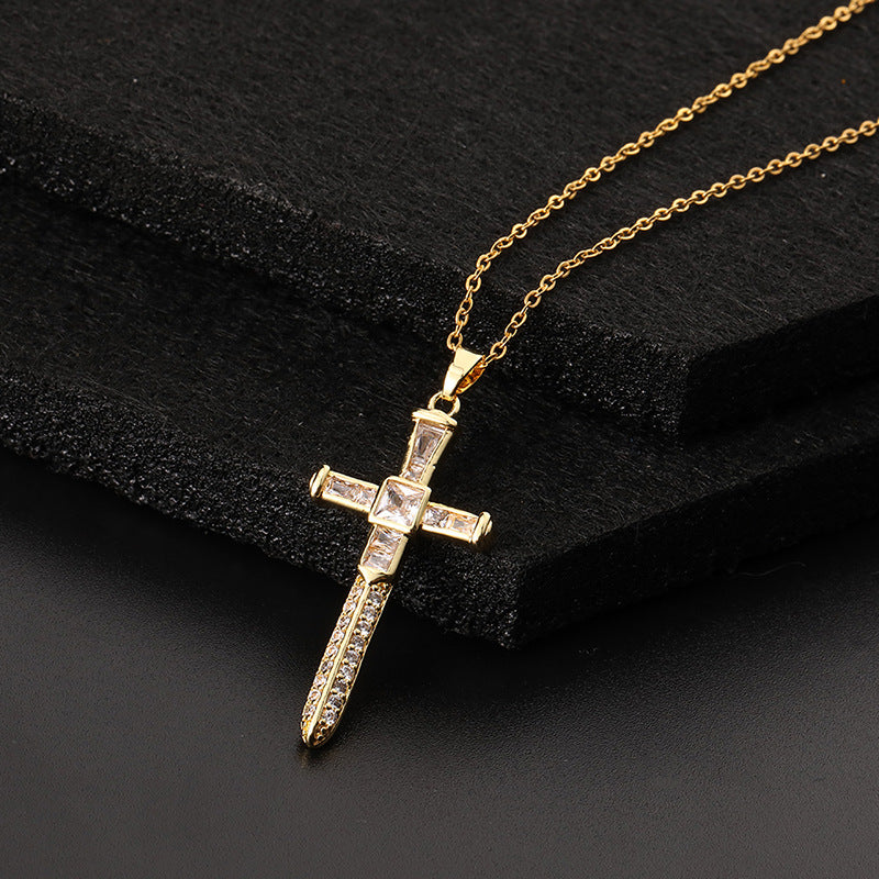 Wholesale Vintage Gold Cross Necklaces Zircon Clavicle Chain Choker Necklace ACC-NE-SY010