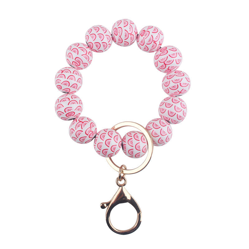 Wholesale  Creative DIY Valentine's Day Wooden Beads Beaded Bracelet Keychain