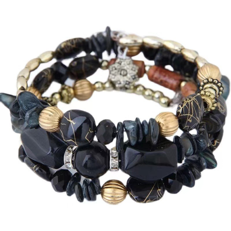 Wholesale Boho Style Kauri Crystal Mixed Multi-layered Bracelet Layered Bracelet Set ACC-BT-Weiy020