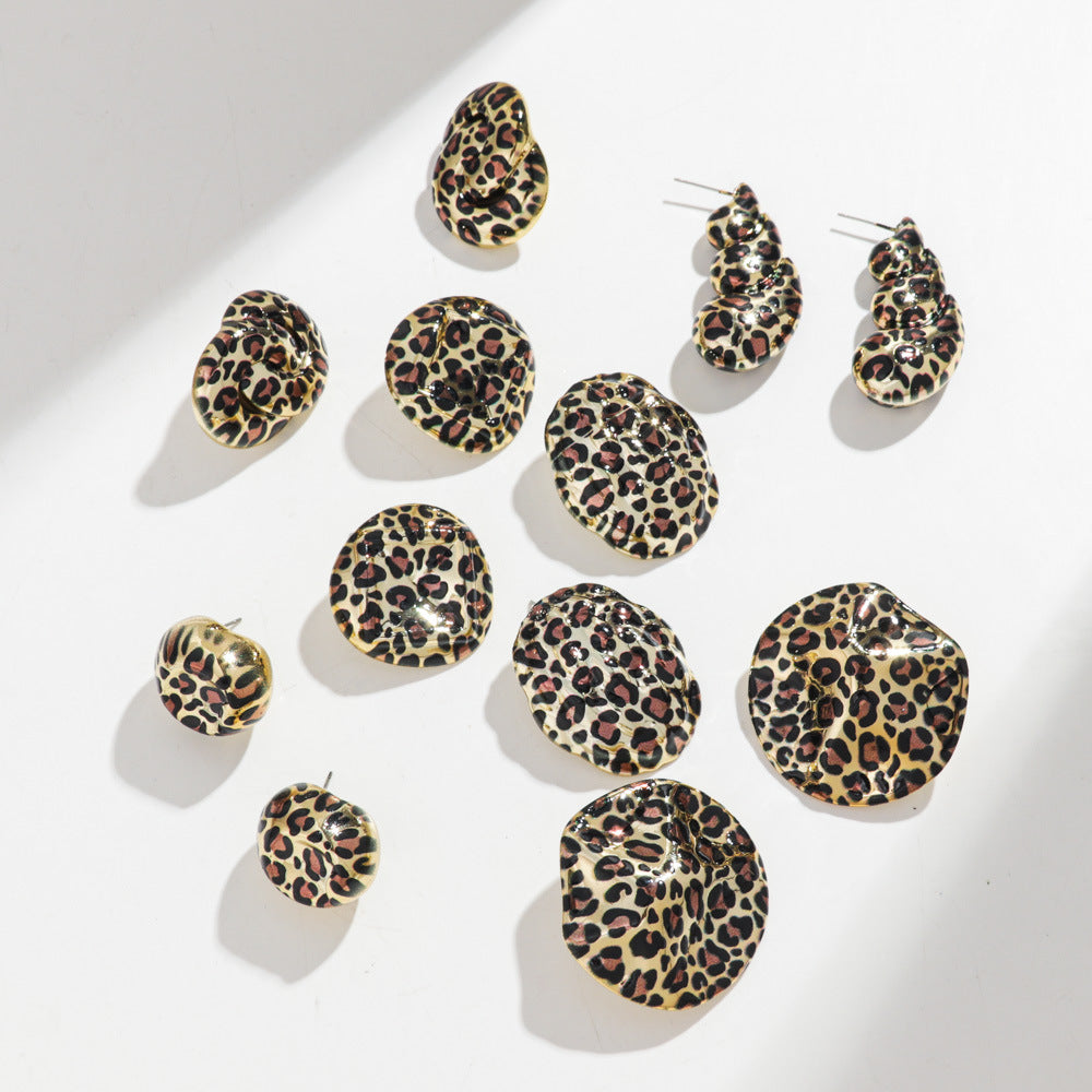 Wholesale  Retro Leopard Earrings  Geometric Leopard Earrings