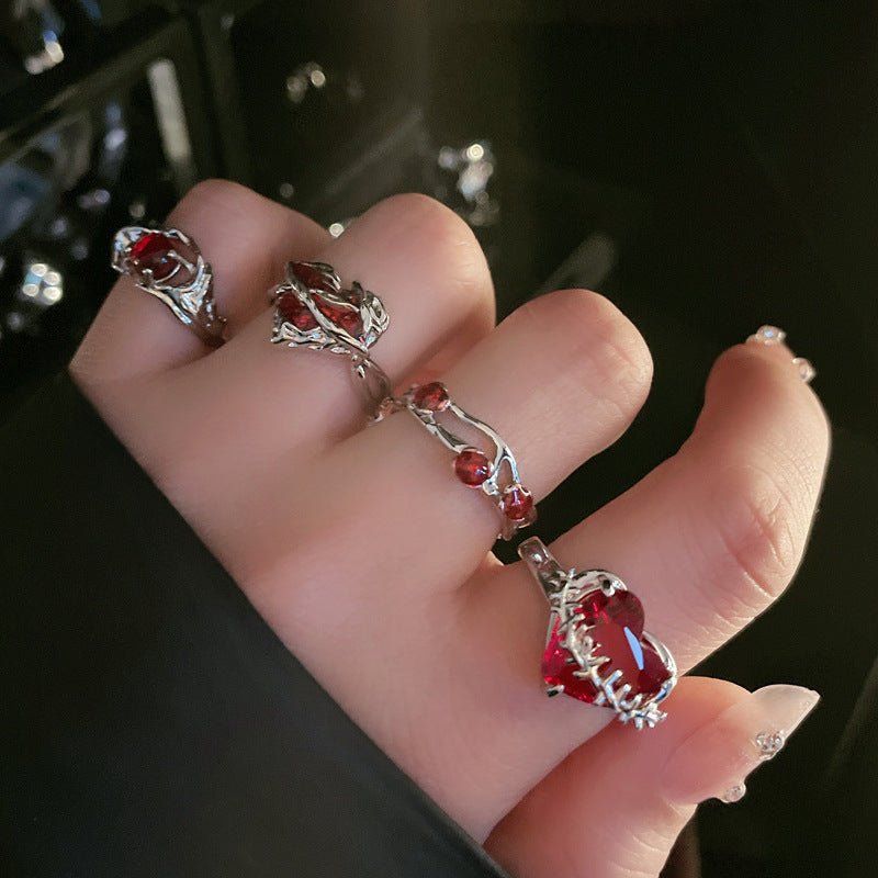 Wholesale Red stacked all-match cold ring