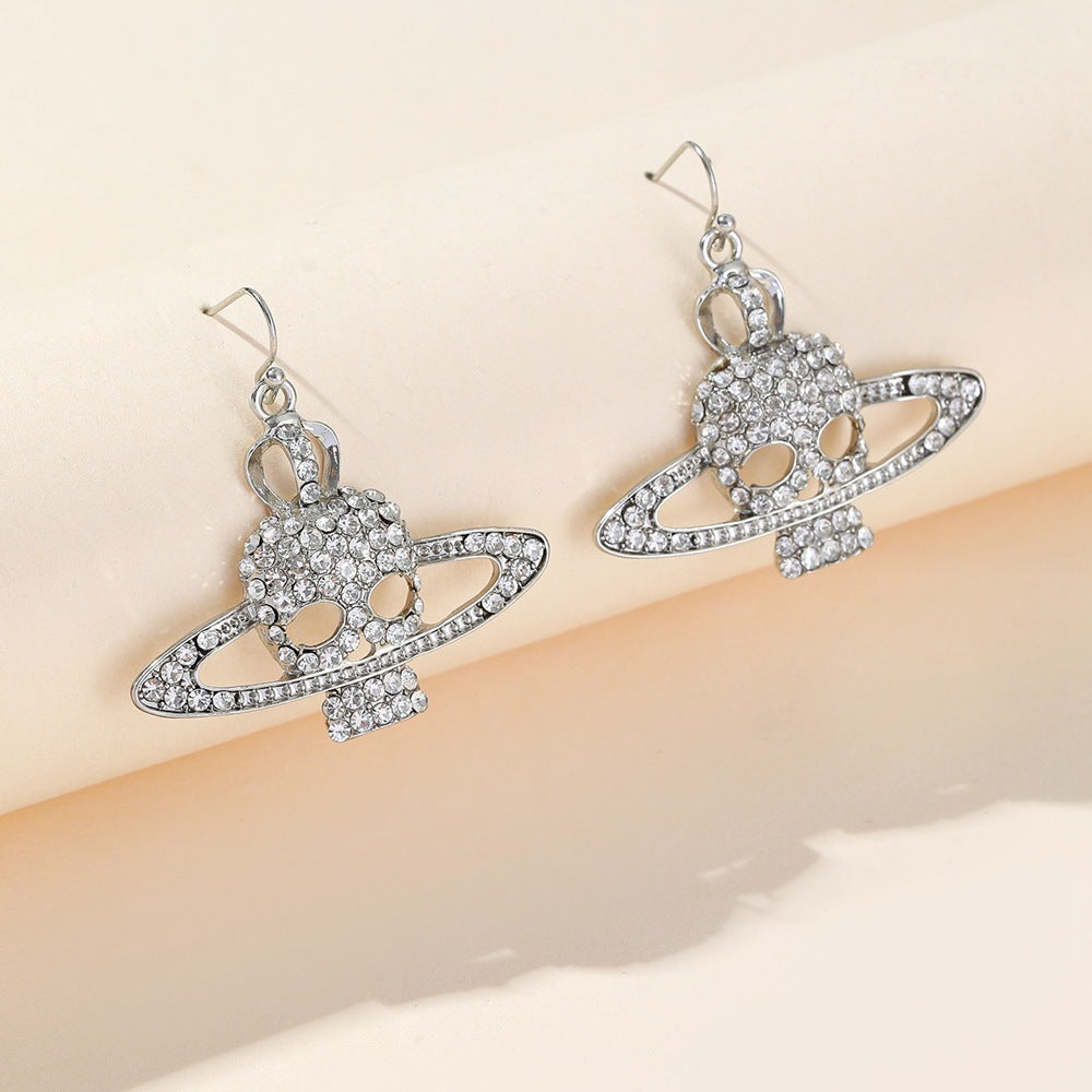 Wholesale Rhinestone Skull Drop Earrings  Party Jewelry Accessory