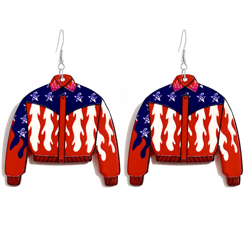 Wholesale American Independence Day Coat Acrylic Earrings ACC-ES-YiYuan011