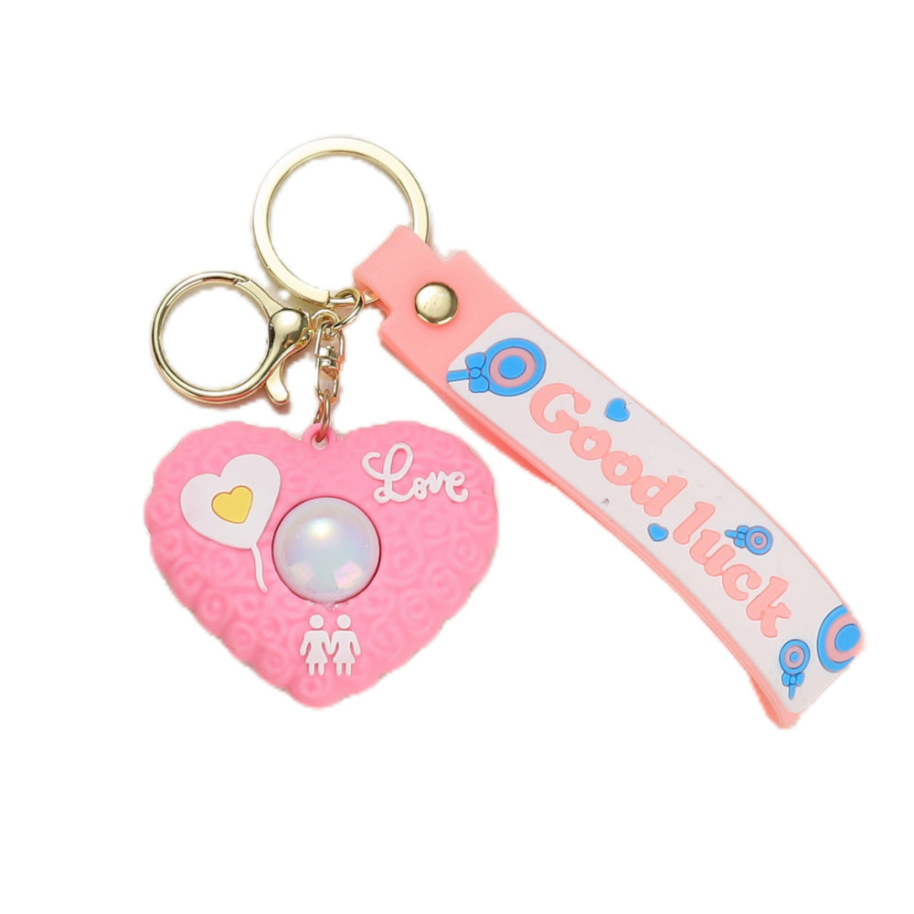 Wholesale Valentine' s Day Peach Heart Keychain