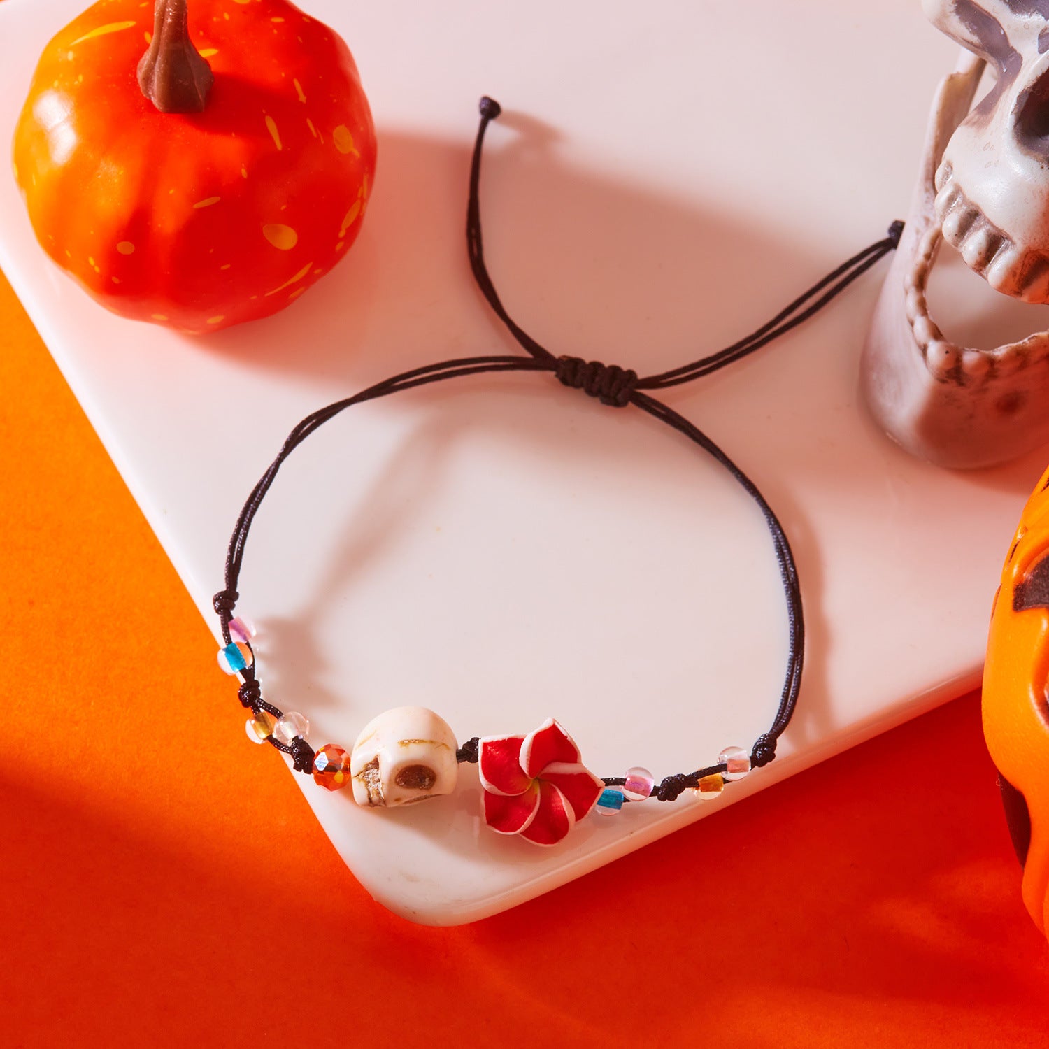 Wholesale  Pumpkin Skull Flower Braided Bracelet